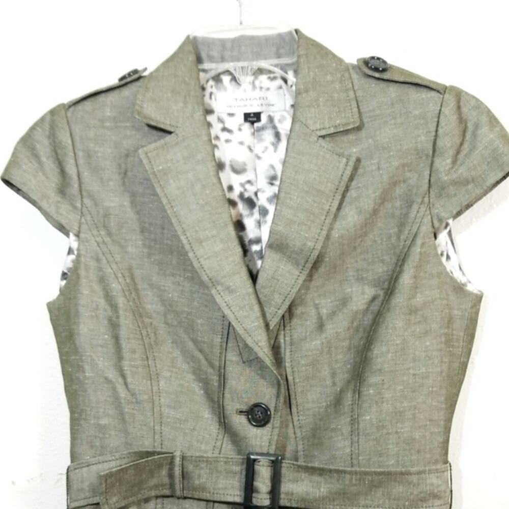 Tahari Arthur Levine linen blend blazer jacket 4 - Picture 2 of 11